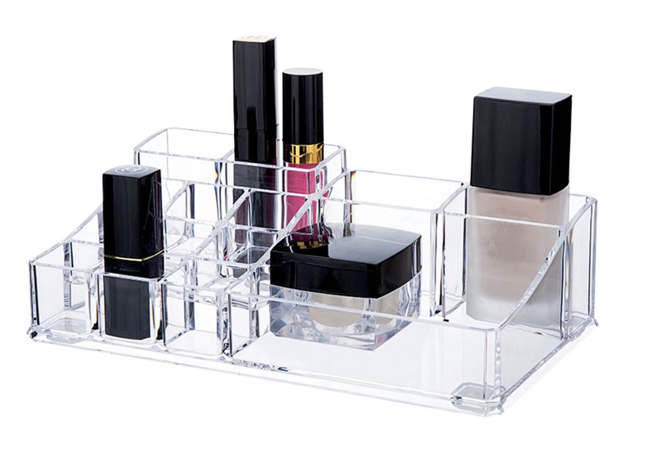 Organizator pentru cosmetice Compactor, 14 compartimente, transparent - imagine 4
